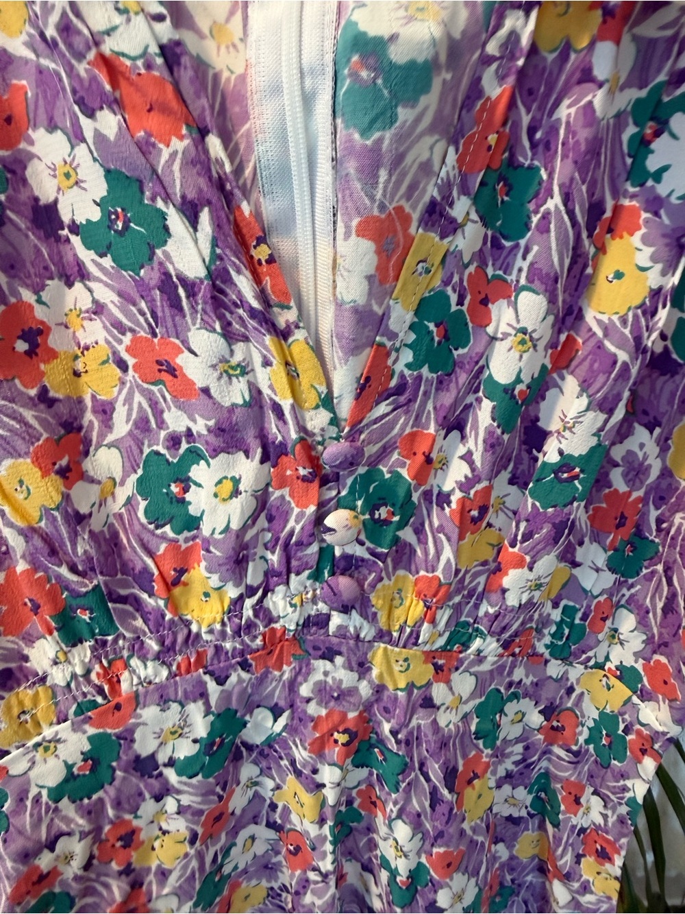 Faithfull the Brand Purple Floral Puff-Sleeve Midi Dress - Picture 5 of 8